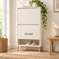 Xarqeli™ White 2-Drawer Tilt-Out Shoe Cabinet with Open Bottom Shelf — overview