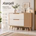 Xarqeli™ White and Oak Shoe Cabinet with 2 Drawers and Fluted Side Door — overview